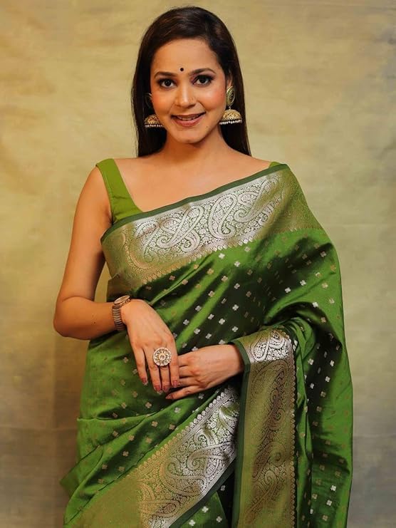 Women's Cotton Silk Woven Saree with Blouse Material