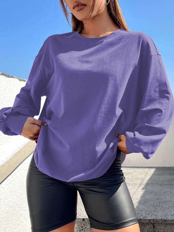 CHKOKKO Oversized Round Neck Drop Shoulder Solid