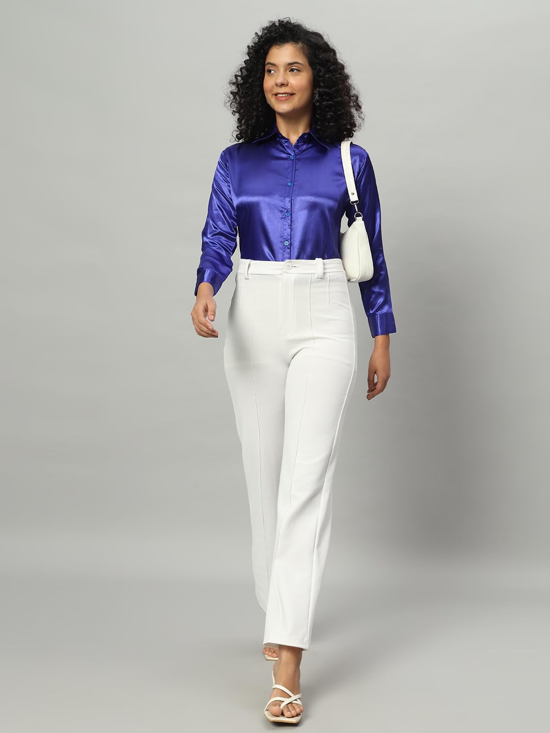 FUNDAY FASHION Women Solid Formal Satin Regular Fit Shirt