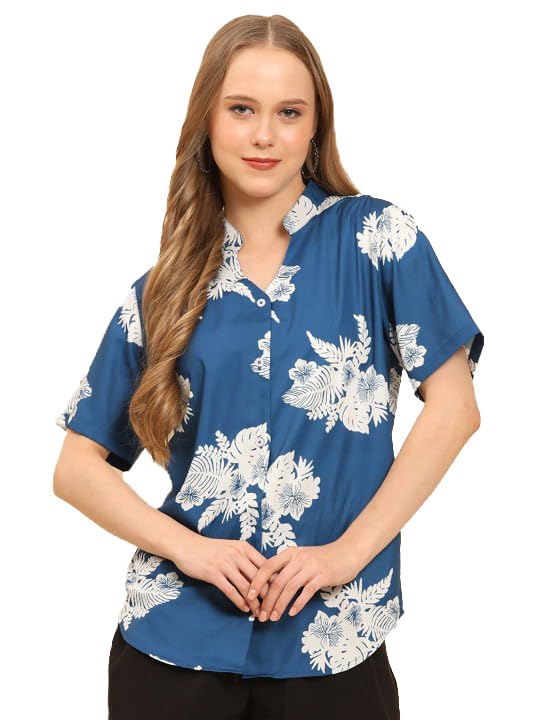 Trendy Queen Printed Straight Mandarin Neck Shirt