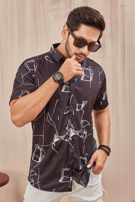 MART Men's Printed Lycra Half Sleeve Shirt Fashionable