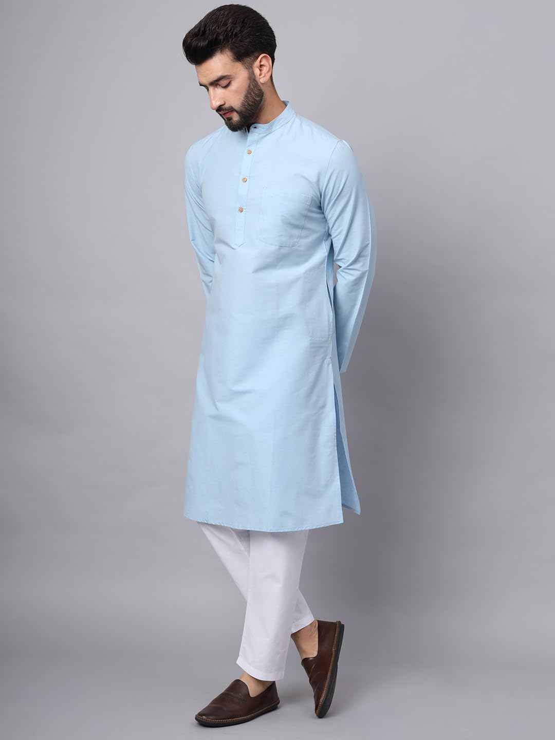 CHIKAN Men's Cotton Regular Premium Long Kurta
