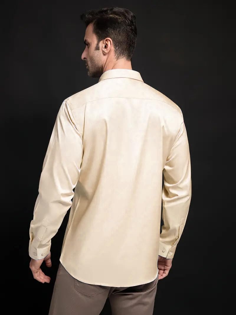 IndoPrimo Men's Stylish Solid Satin Casual Shirt