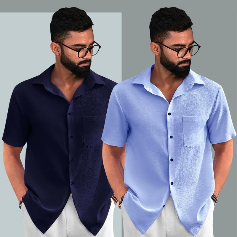 Pinkmint Combo of Men's Regular Fit Popcorn Shirt