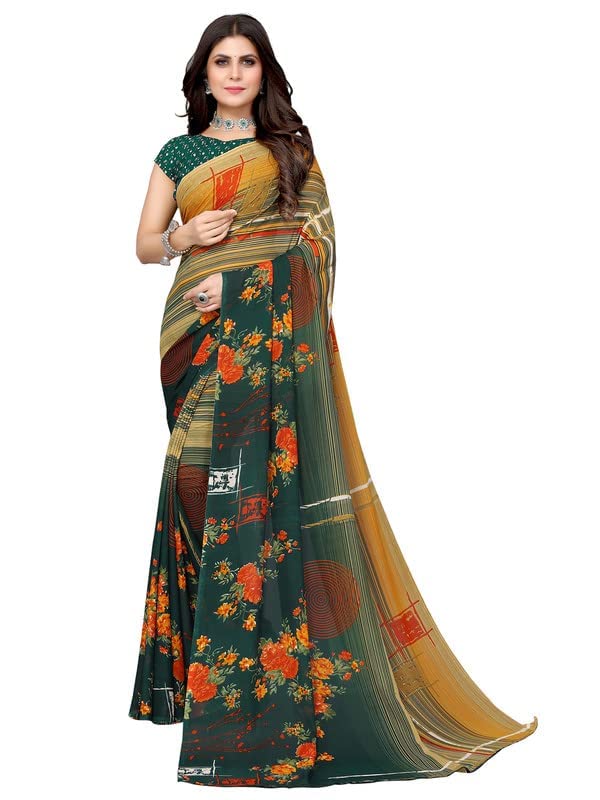 FASHION Women's Georgette Floral Printed Saree
