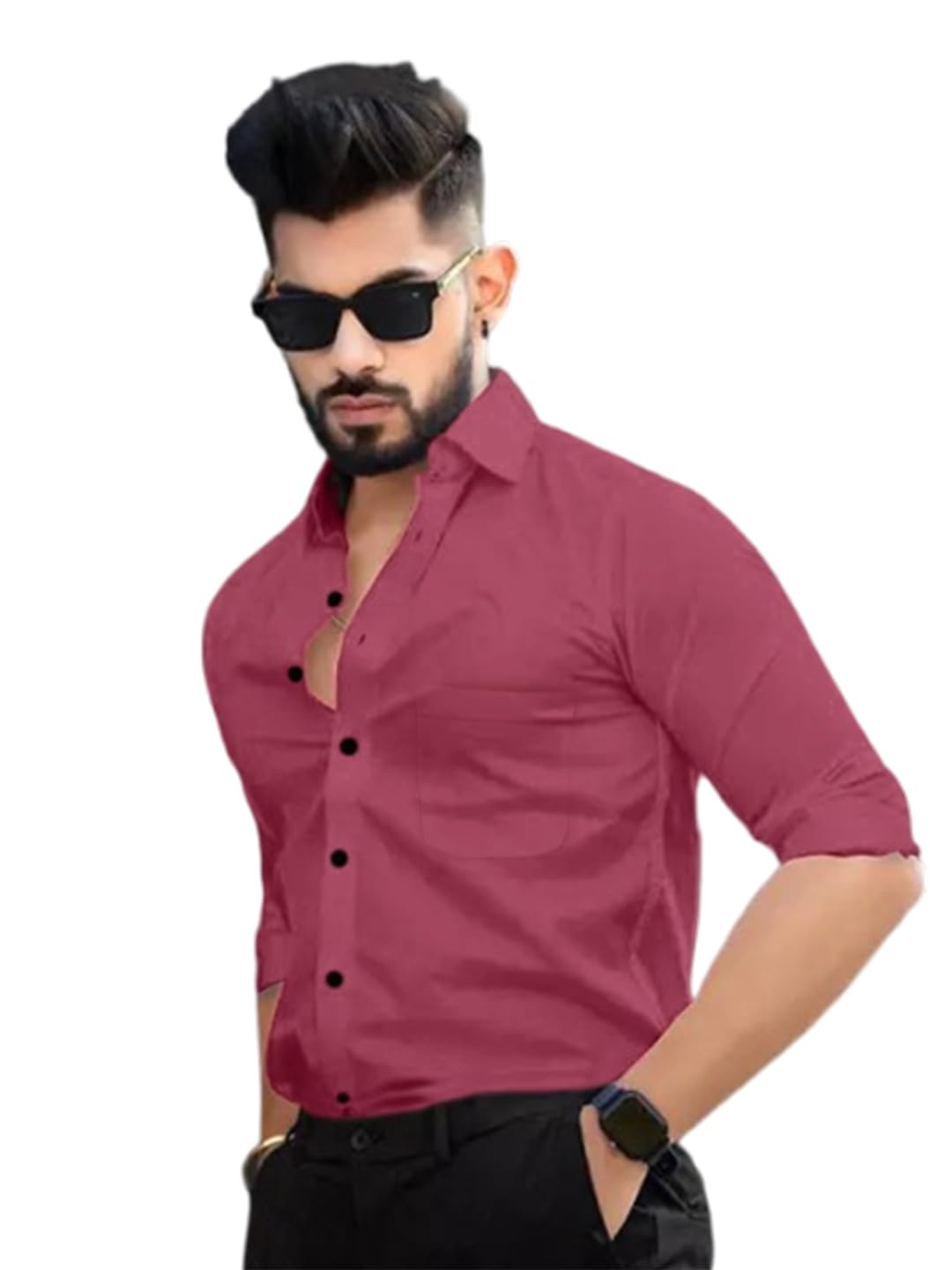 Pinkmint Cotton Spread Collar Long Sleeve Shirt