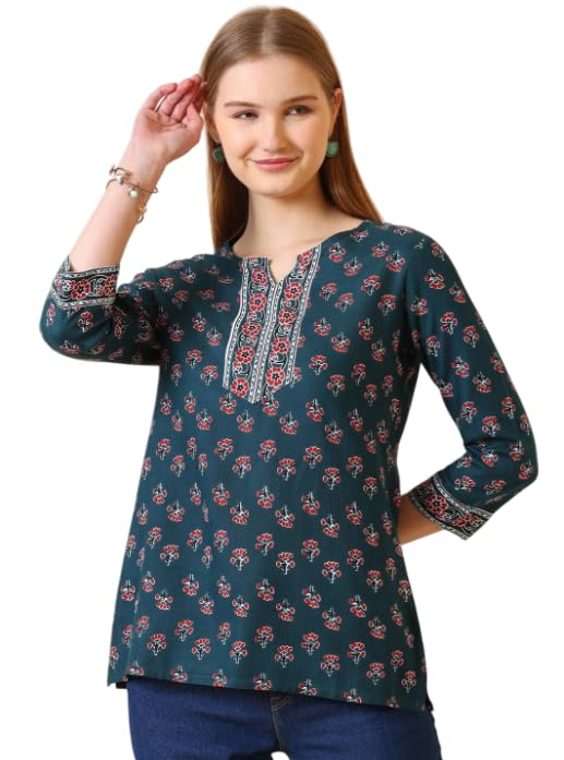 Women Rayon Floral Printed Short Kurta