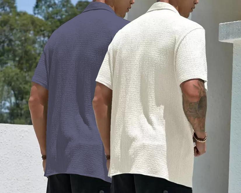 MiraMichi Men's Slim Fit Half Sleeve Polycotton Casual