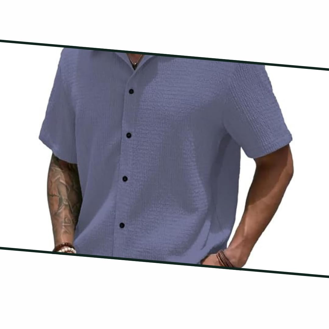 MiraMichi Men's Slim Fit Half Sleeve Polycotton Casual