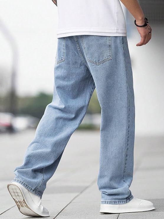 CABRRR Regular Men Loose Fit Mid Rise Light Blue Jeans