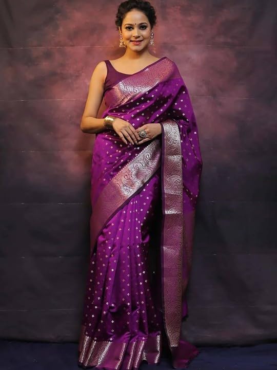 Women's Cotton Silk Woven Saree with Blouse Material
