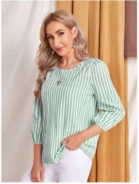 JC JUMMY COUTURE Striped Print Round Neck Blouse