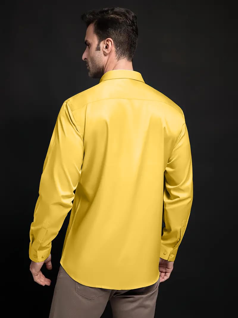 IndoPrimo Men's Stylish Solid Satin Casual Shirt