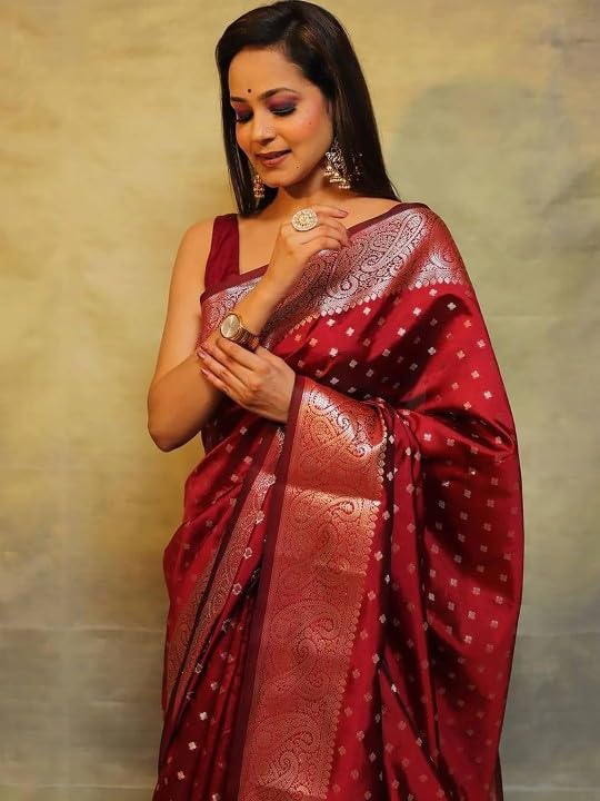 Women's Cotton Silk Woven Saree with Blouse Material