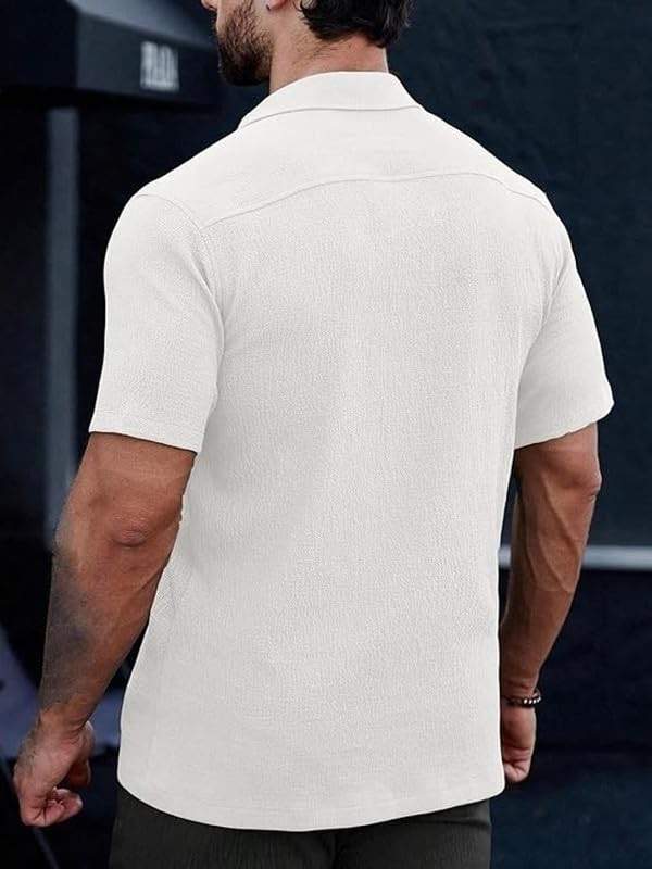 MiraMichi Men's Slim Fit Half Sleeve Polycotton Casual