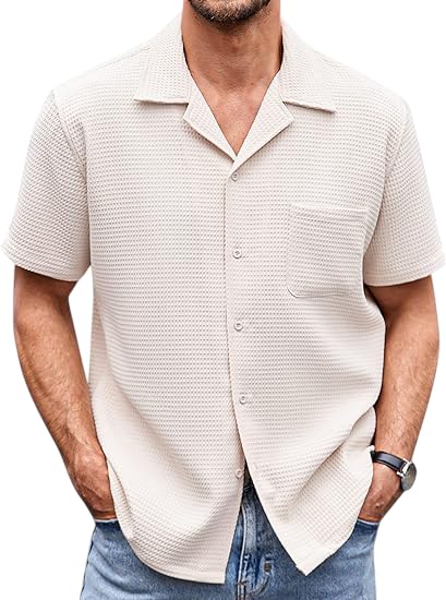 ColorChakra Casual Waffle Knit Shirt for Men