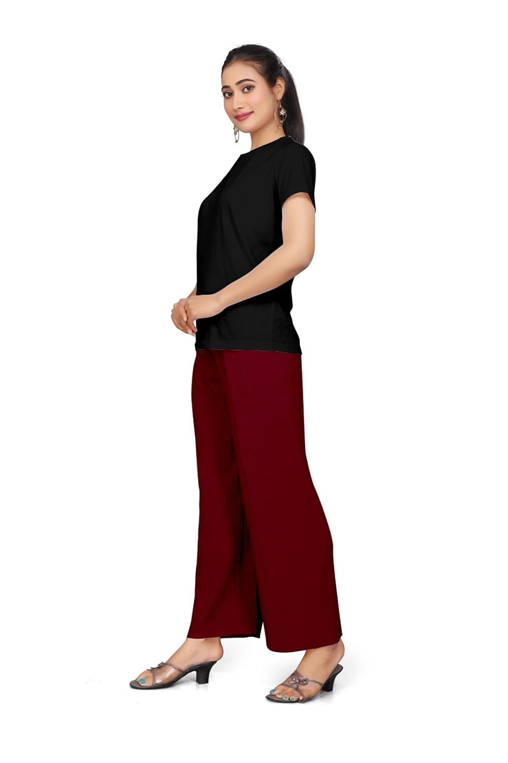 Qkenshit Women's Lycra Palazzo - Stretchable