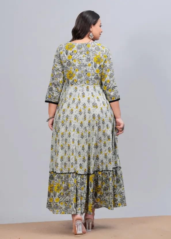 Women's Rayon Anarkali Floral Printed Angrakha Kurta