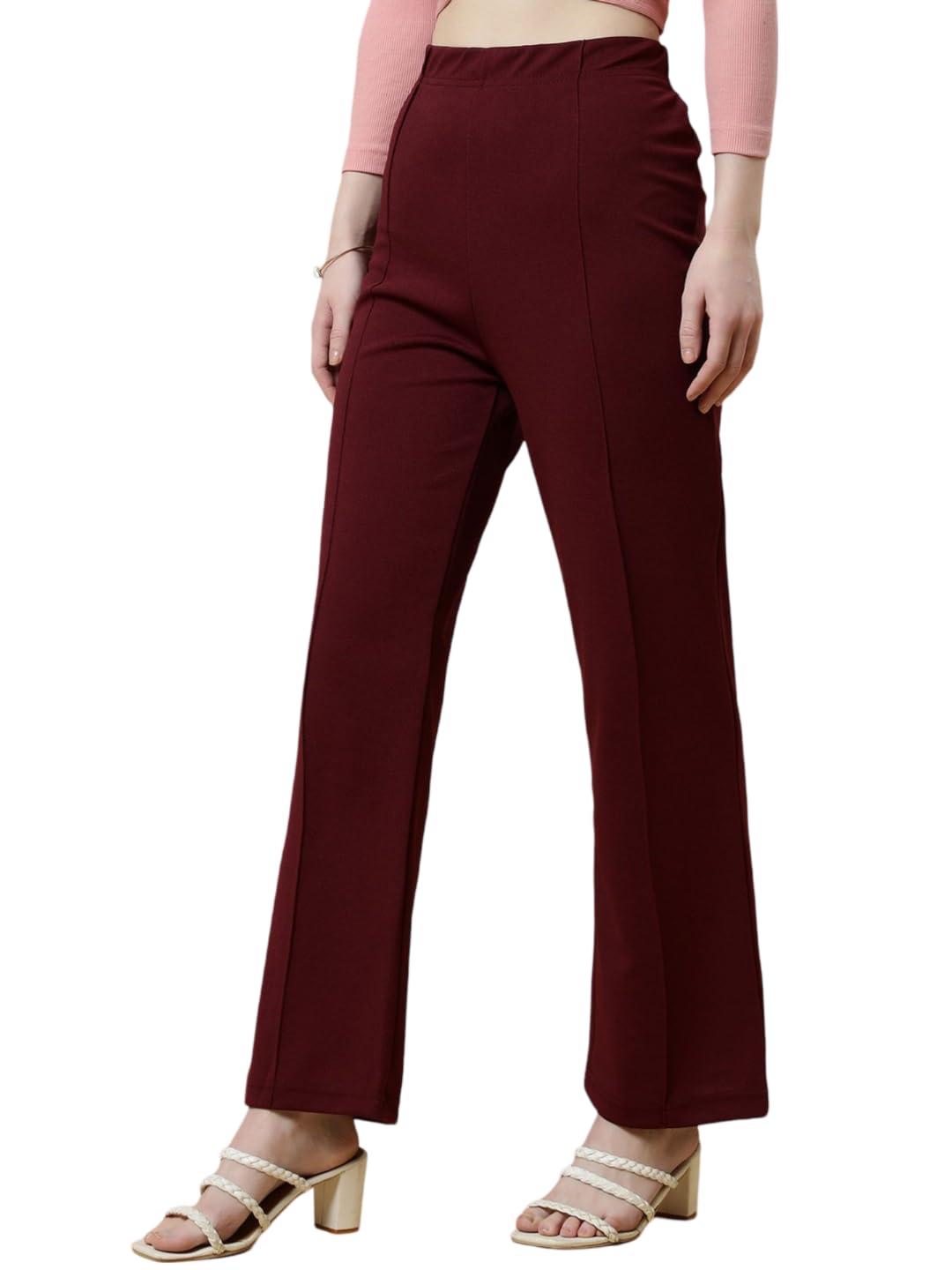 Qyaas Women's Classic Trouser Pants, High Waist