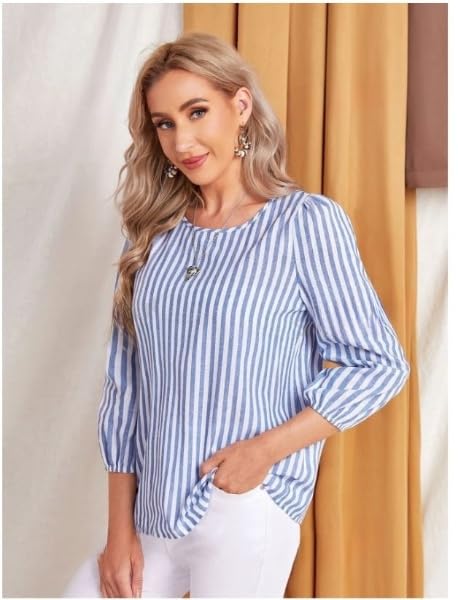 JC JUMMY COUTURE Striped Print Round Neck Blouse