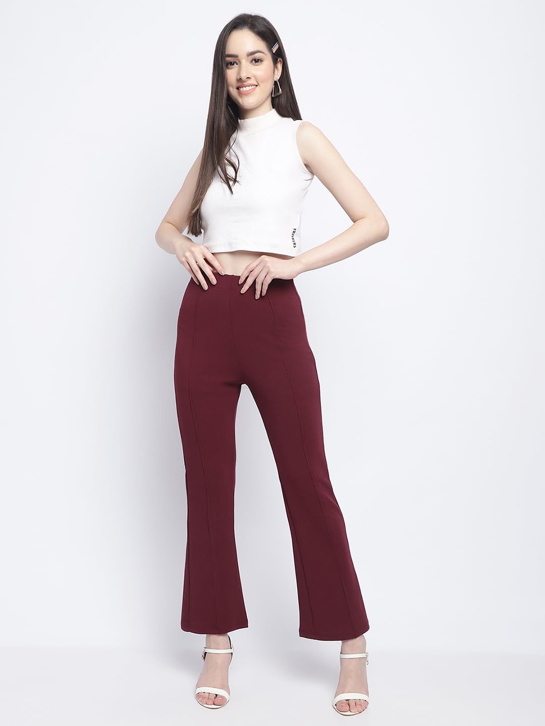 Jinax Women's Relaxed Fit Flat-Front Trousers, Elastic