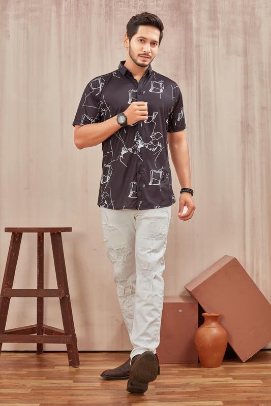 MART Men's Printed Lycra Half Sleeve Shirt Fashionable