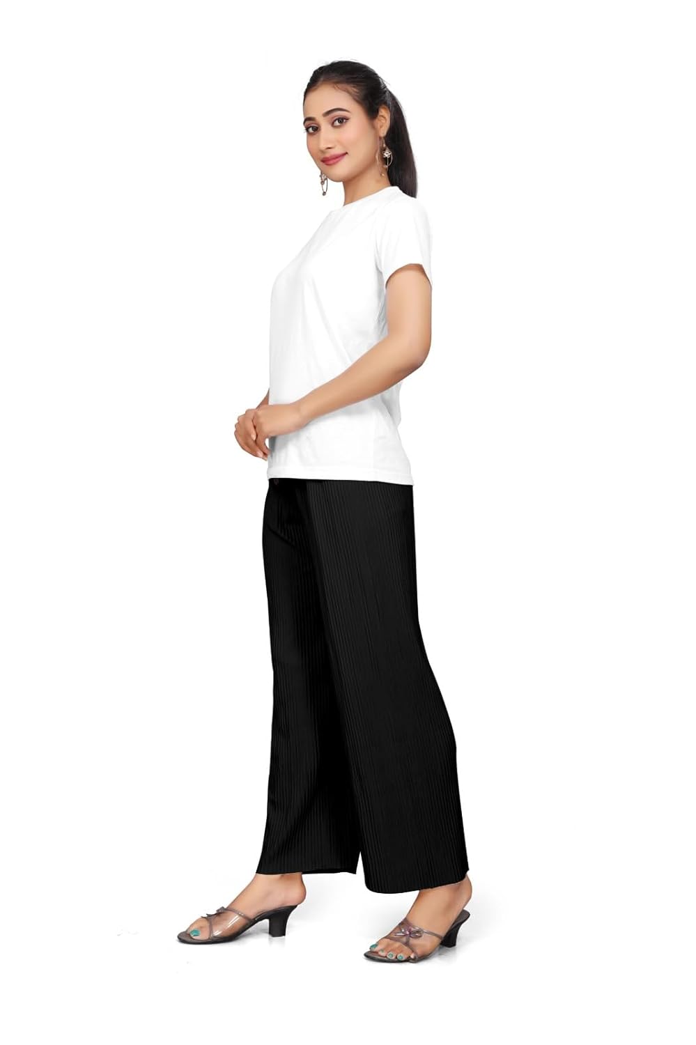 Qkenshit Women's Lycra Palazzo - Stretchable