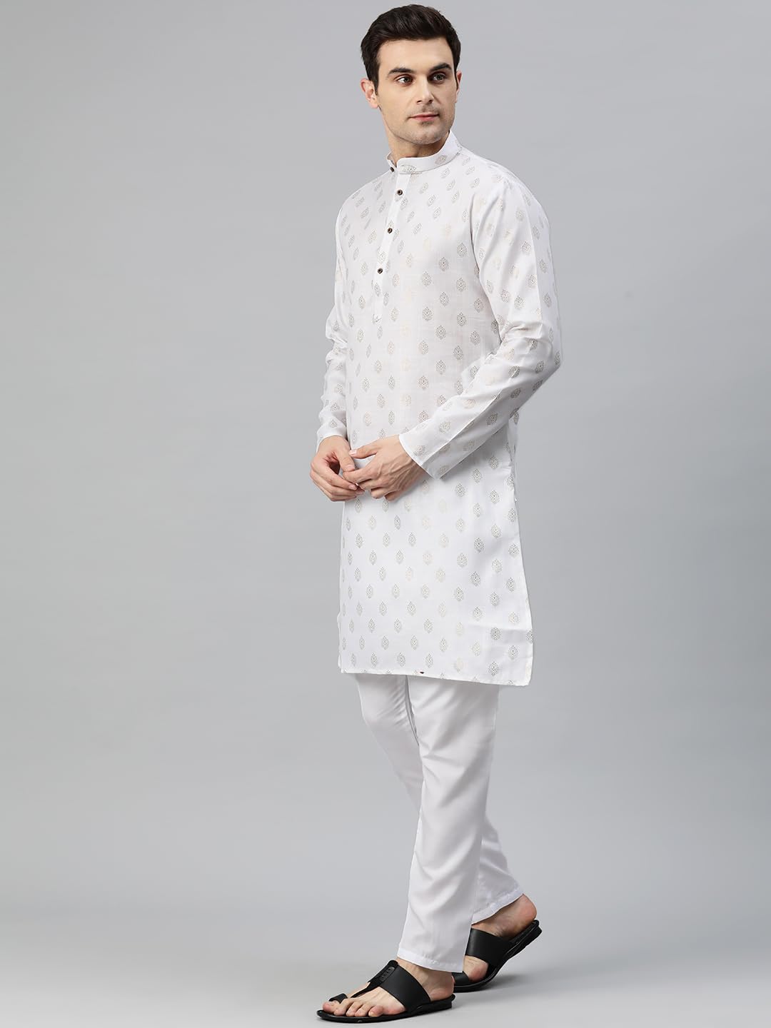Luxrio Kurta for Men Cotton Blend Printed Regular Fit
