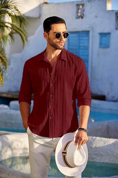 DEELMO Men's Casual Button Down Shirts Long Sleeve