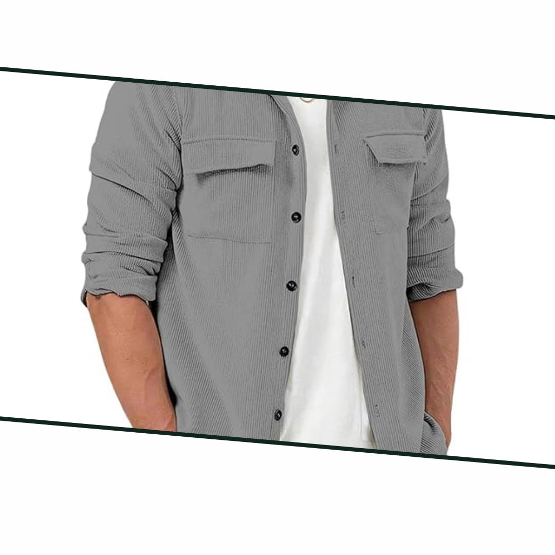 MiraMichi Corduroy Men's Full Sleeve Casual Striped