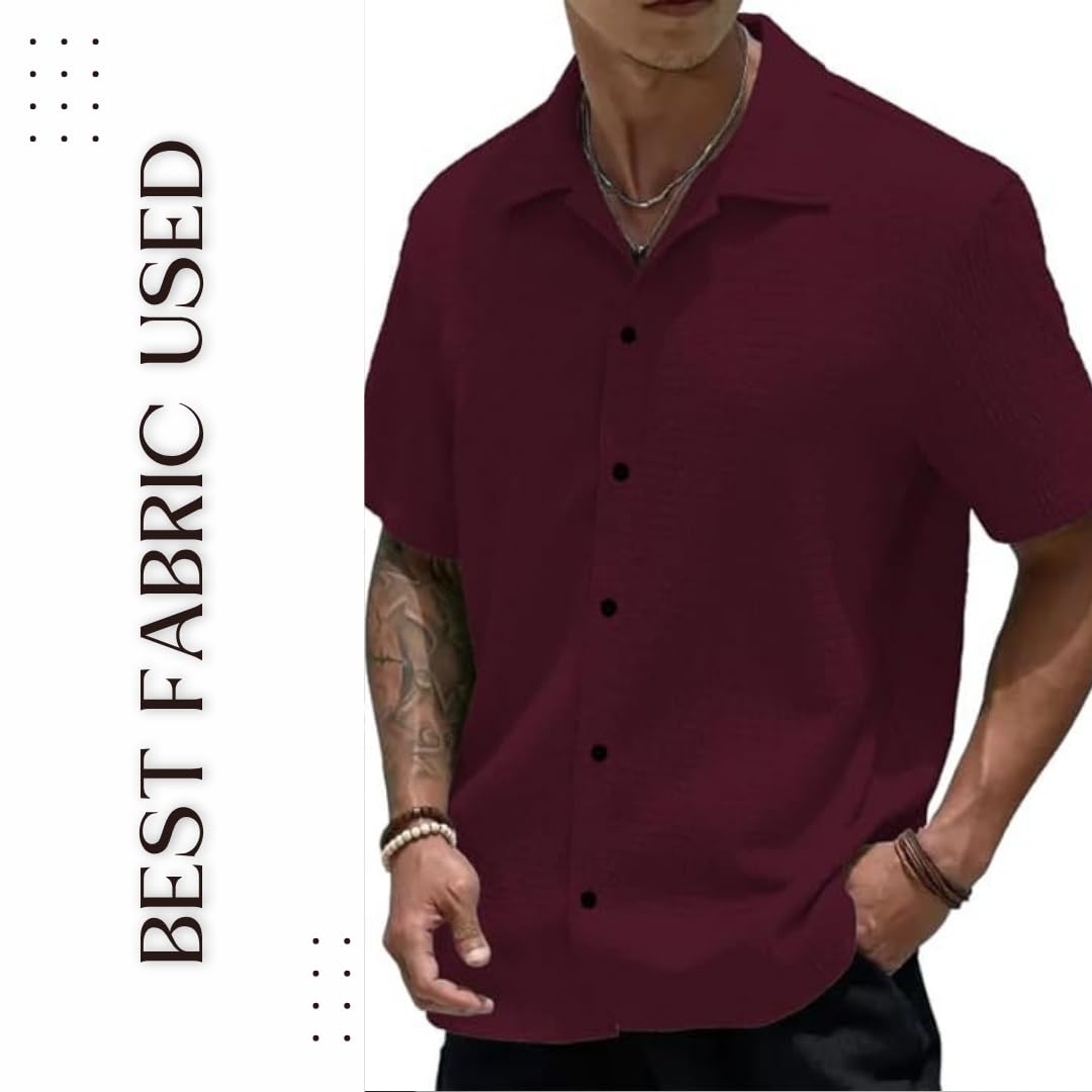 MiraMichi Men's Slim Fit Half Sleeve Polycotton Casual