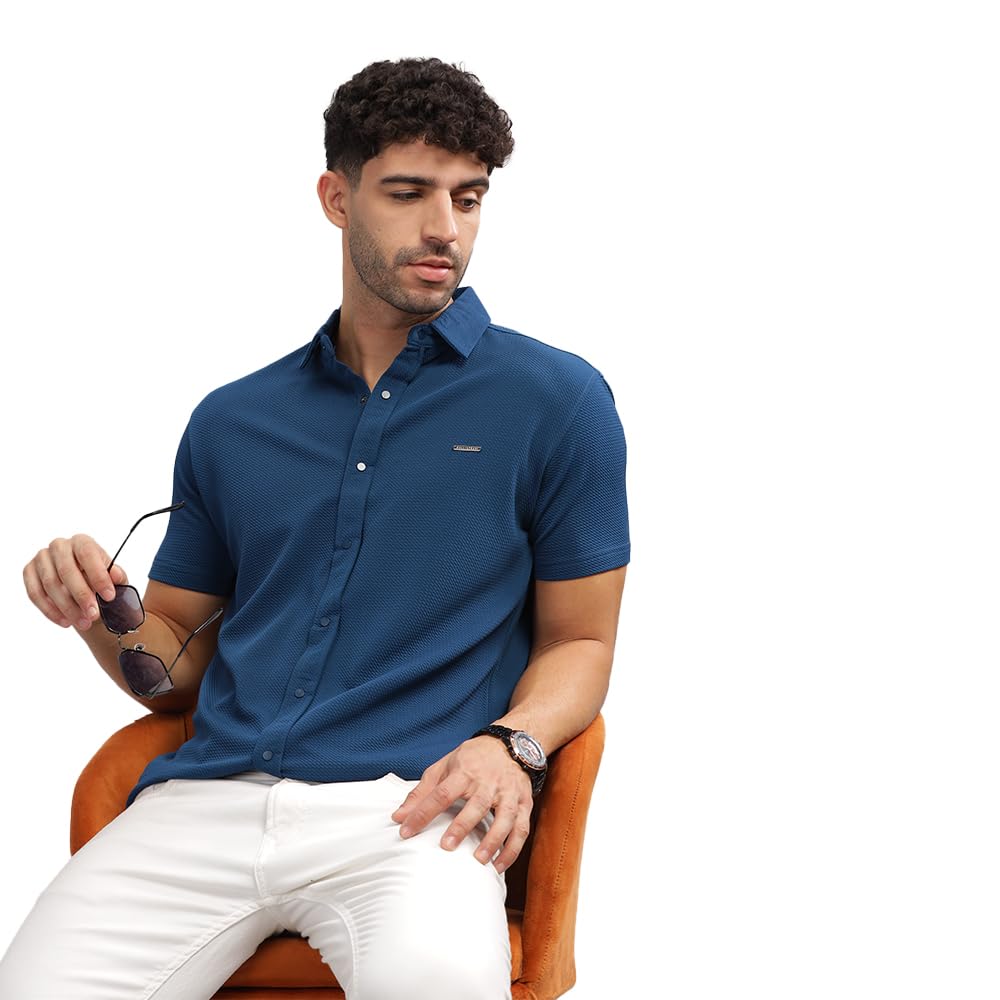Parcel Yard Men's Airforce Self Design Shirt with Collar