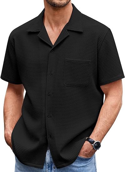ColorChakra Casual Waffle Knit Shirt for Men