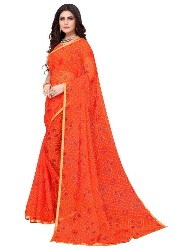 SIRIL Women's Chiffon Printed Saree with Blouse Piece