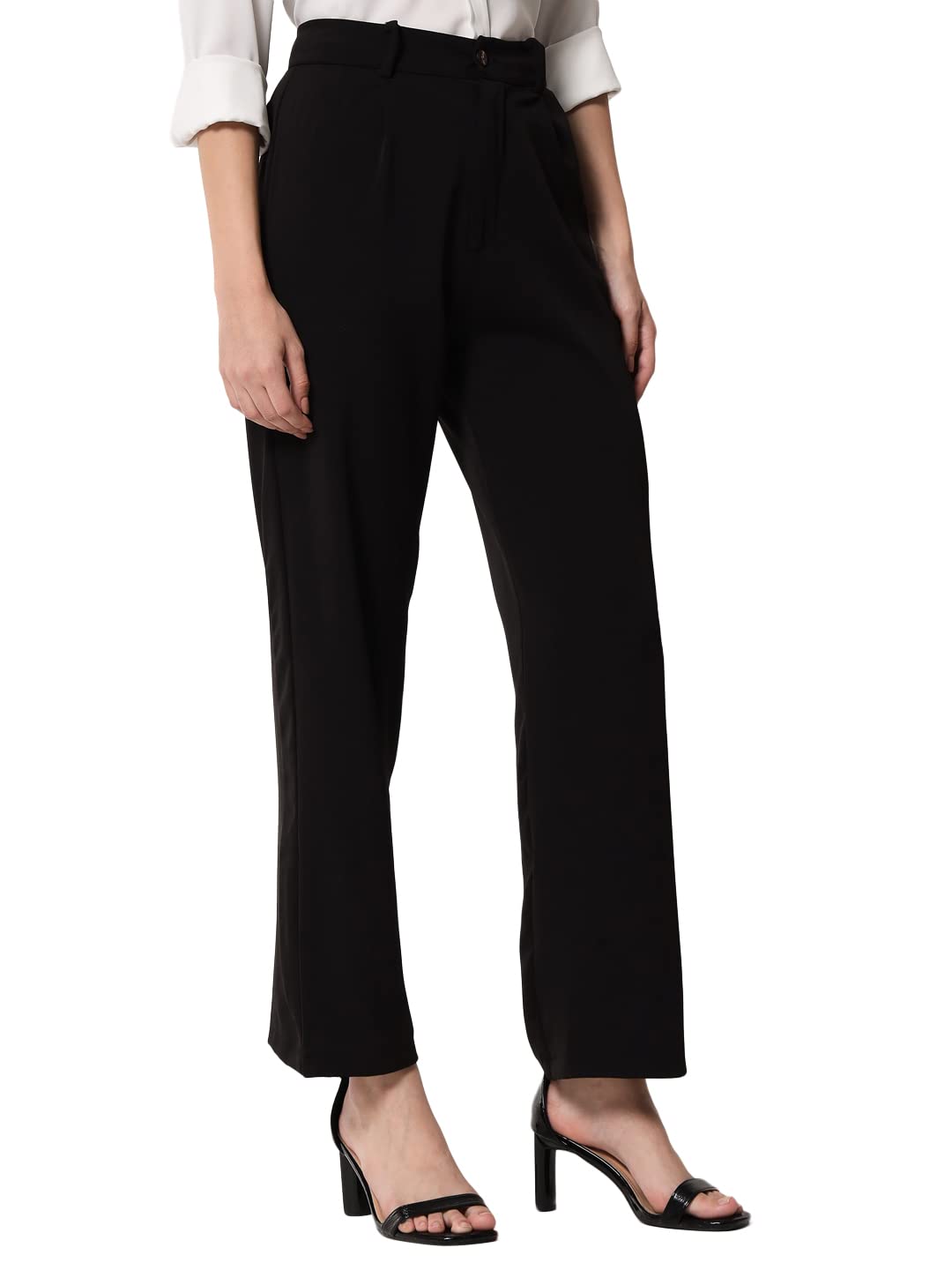 KOTTY Women's Straight Fit Mid Rise Solid Polyester