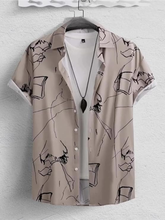 ARZ Fashion Men's Cotton Printed Regular Fit Shirt