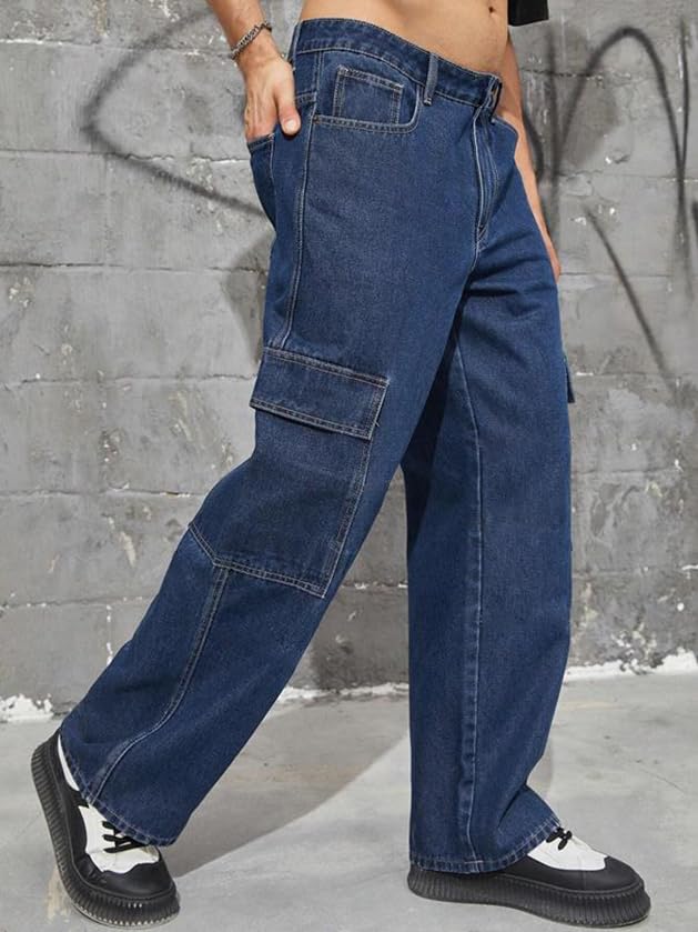 KOTTY Mens's Trendy Denim Cargo Jeans