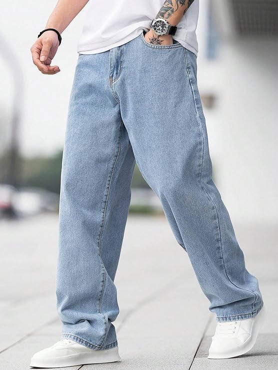 CABRRR Regular Men Loose Fit Mid Rise Light Blue Jeans