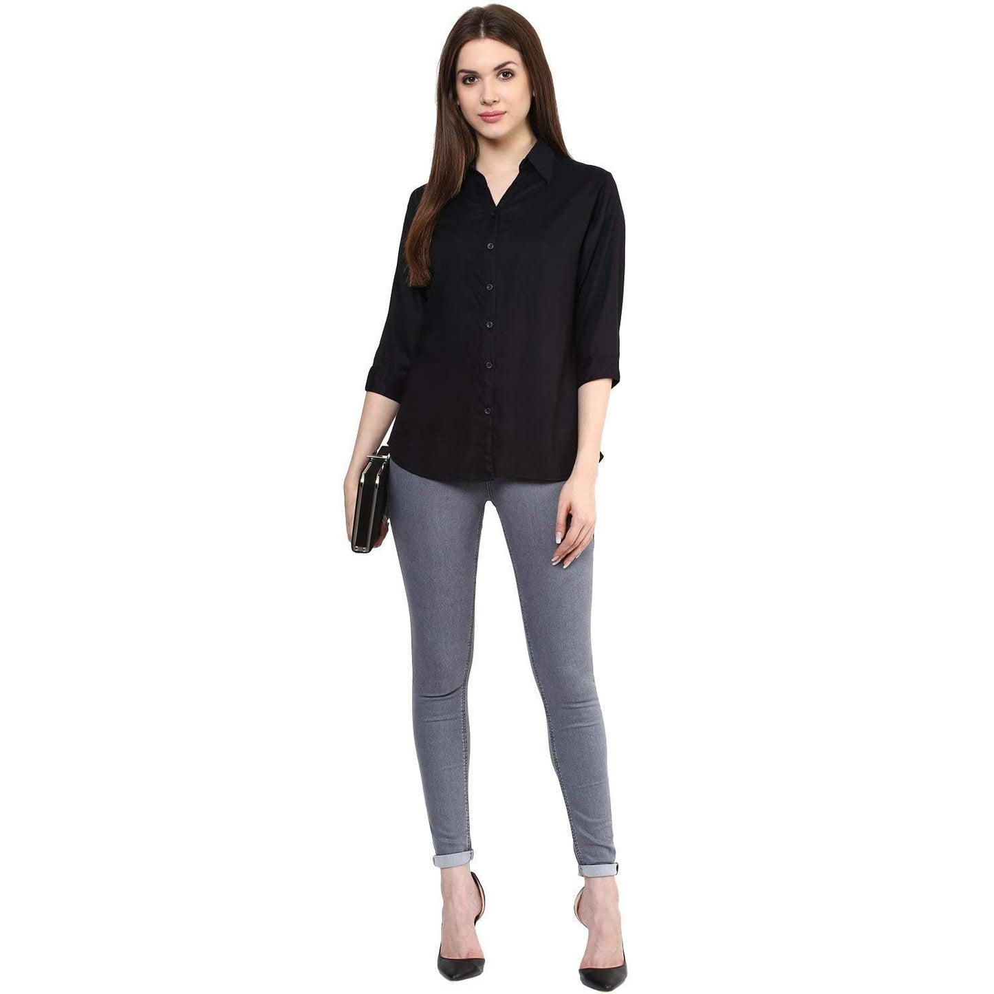 Leriya Fashion Solid Regular Fit Long Tops Oversized Shit
