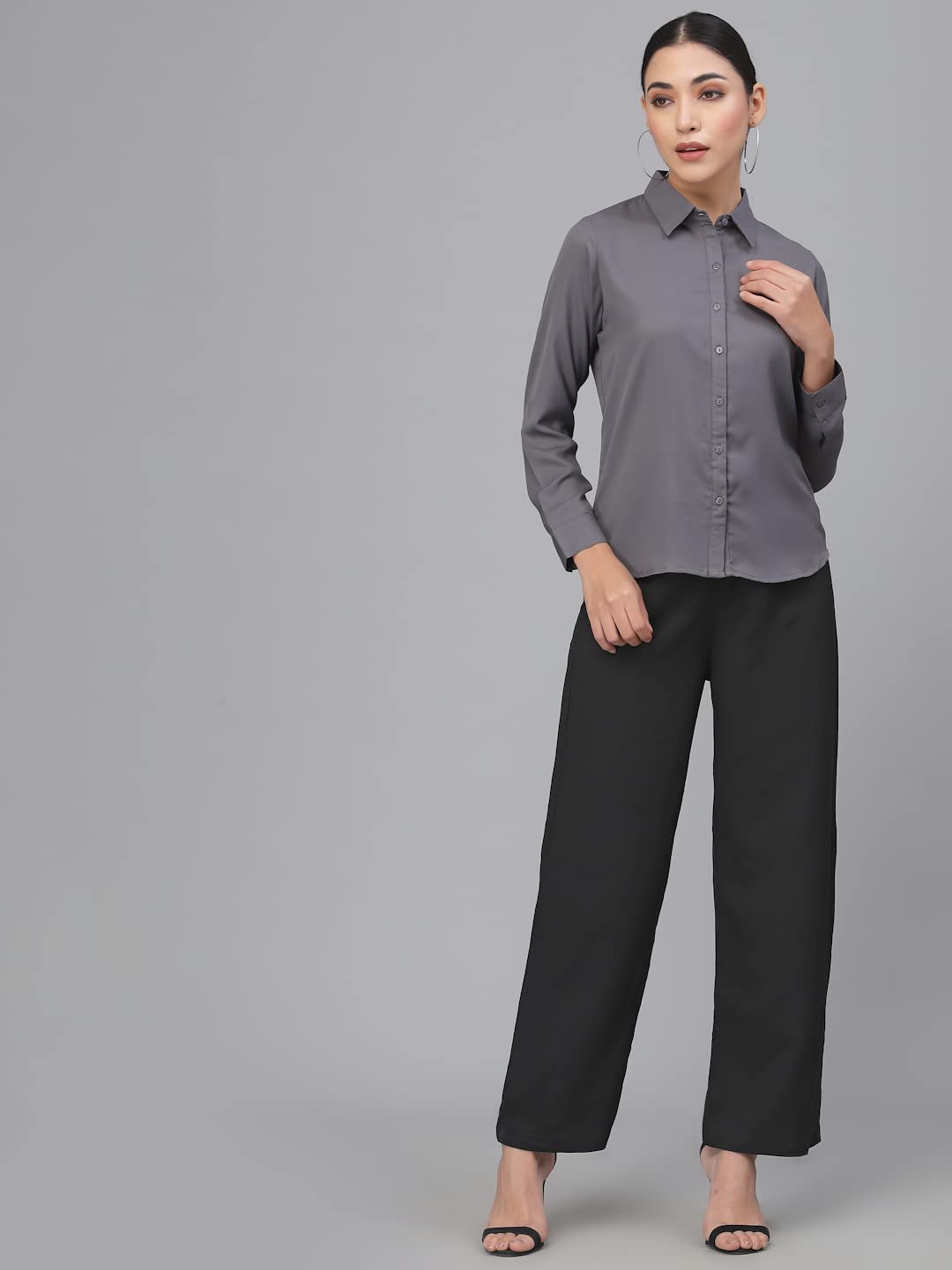 Style Quotient Women Solid White Polymoss Regular Formal Shirt