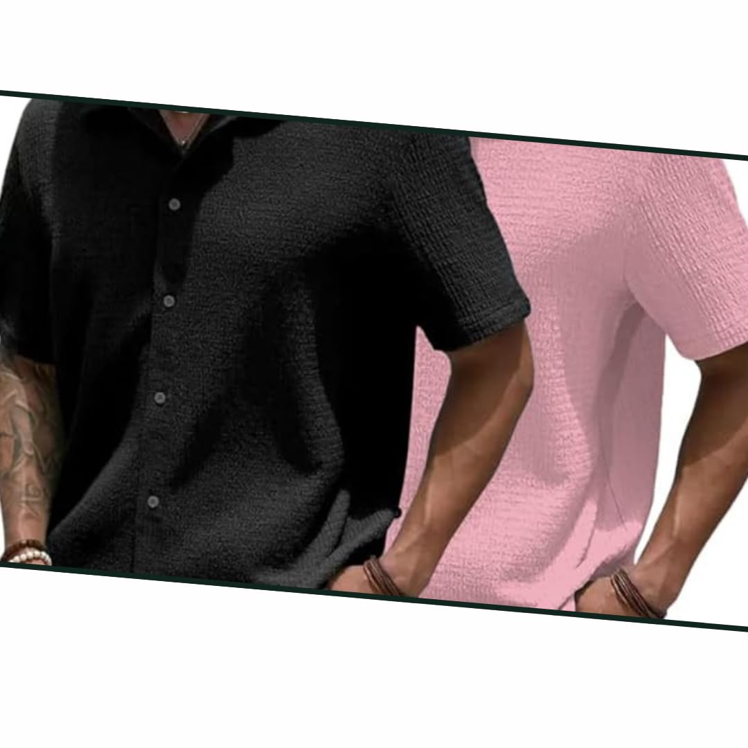 MiraMichi Men's Slim Fit Half Sleeve Polycotton Casual