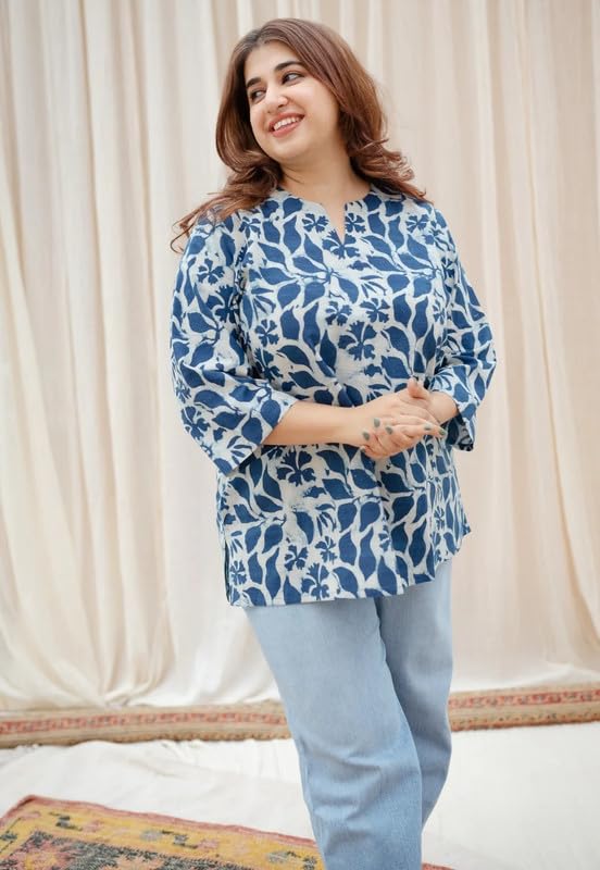 ALENJAN Floral Print Rayon Kurta for Women