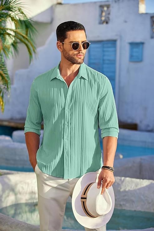 DEELMO Men's Casual Button Down Shirts Long Sleeve