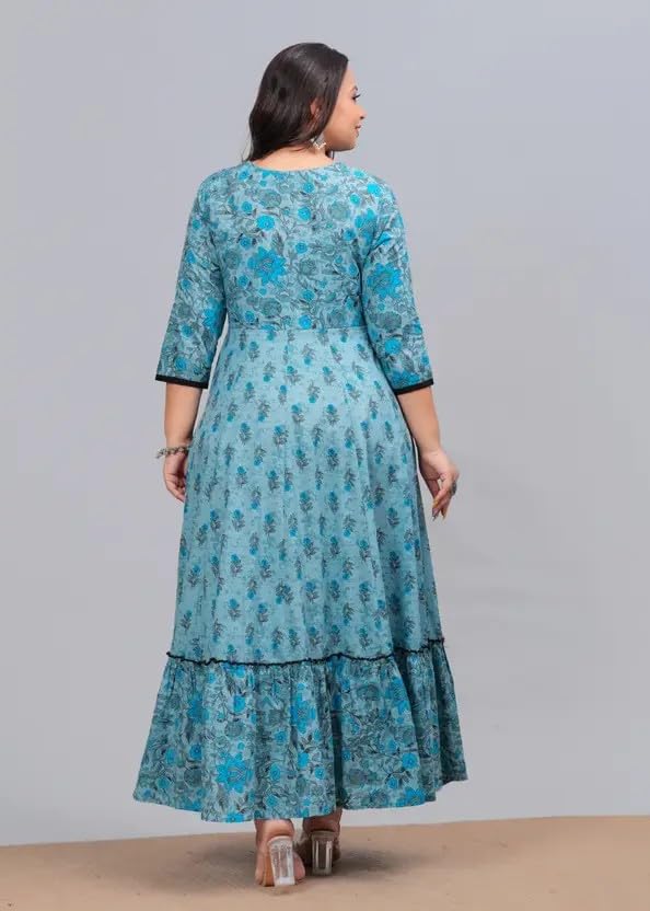 Women's Rayon Anarkali Floral Printed Angrakha Kurta