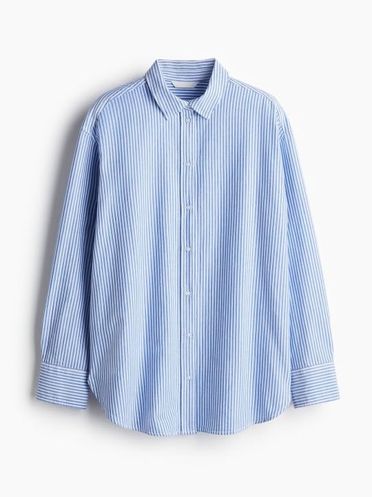 MAYKR Women Striped Shirt,Oversized Cotton Shirt