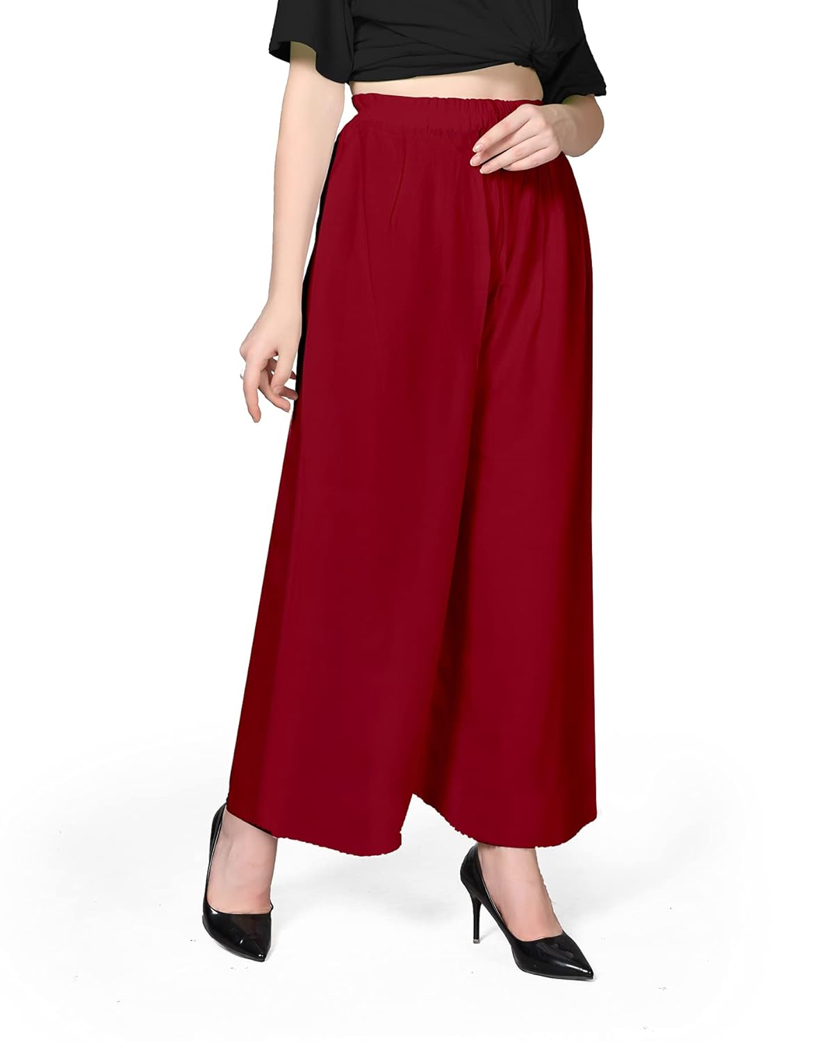 Pranjal Women's Premium Regular Fit Rayon Palazzo