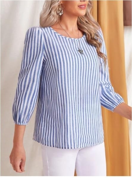 JC JUMMY COUTURE Striped Print Round Neck Blouse