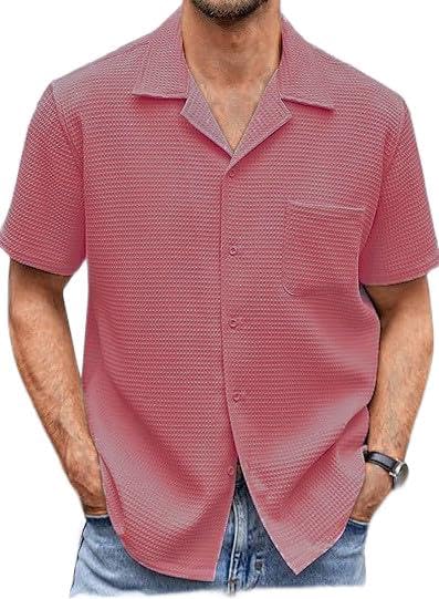 ColorChakra Casual Waffle Knit Shirt for Men