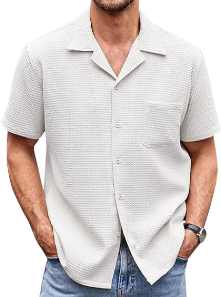 ColorChakra Casual Waffle Knit Shirt for Men