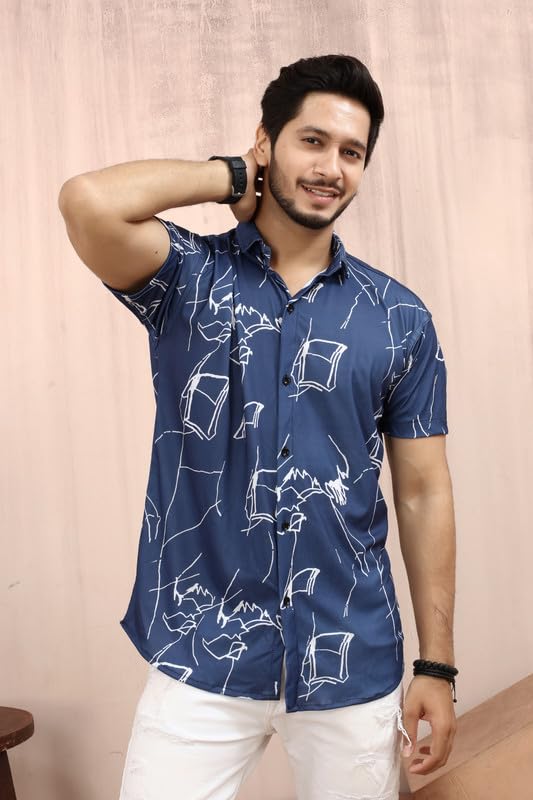 MART Men's Printed Lycra Half Sleeve Shirt Fashionable